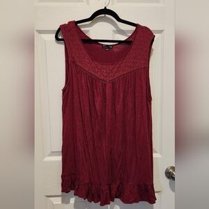RXB Burgundy Sleeveless Lace Blouse
